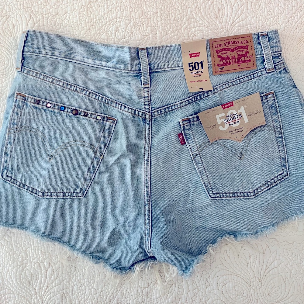 NWT Studded Levi Denim Shorts